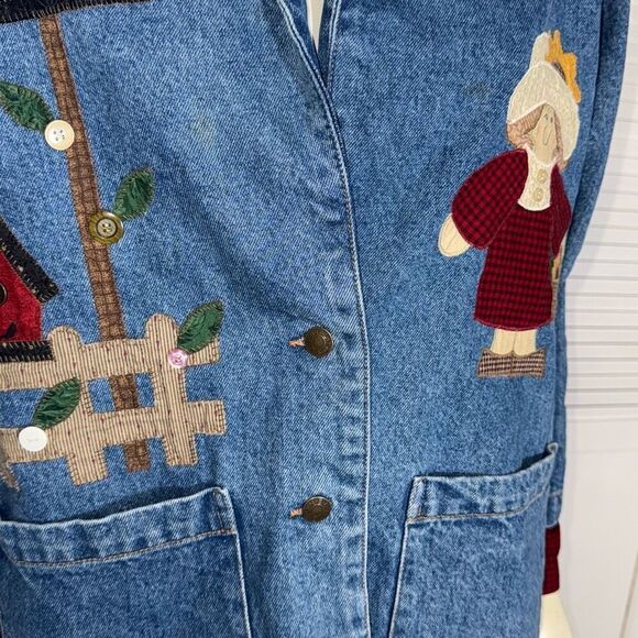Vintage Denim Patchwork Oversized Chore Jacket Barn Jacket Size Small - Picture 13 of 14